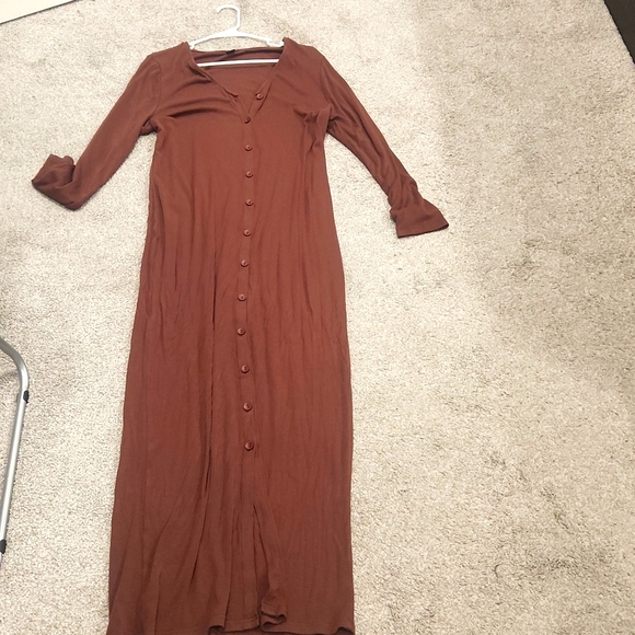 SXY Button Through Rib Knit Bodycon Dress - Picture 2 of 5